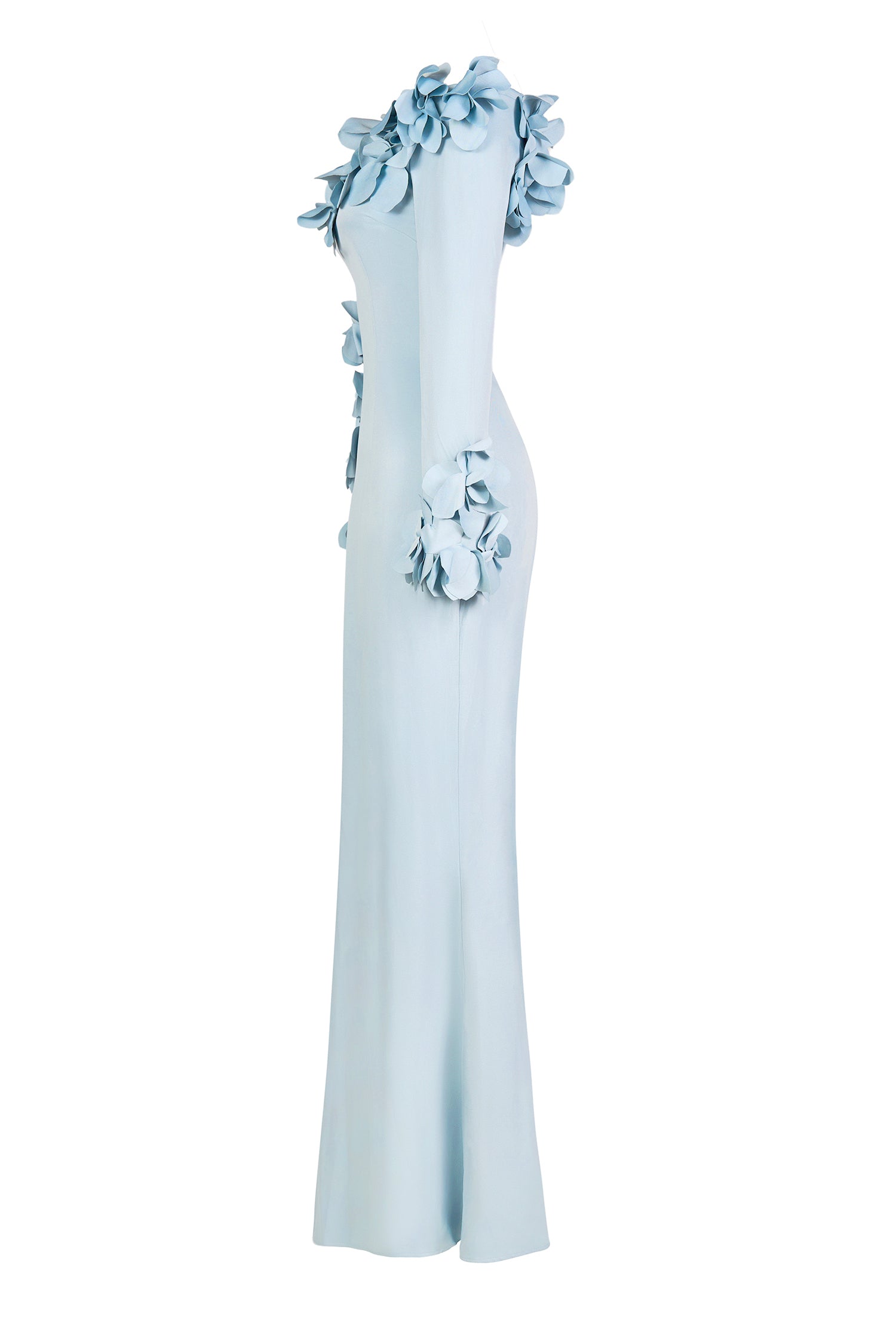 3D Flower Off-Shoulder Solid Maxi Dress
