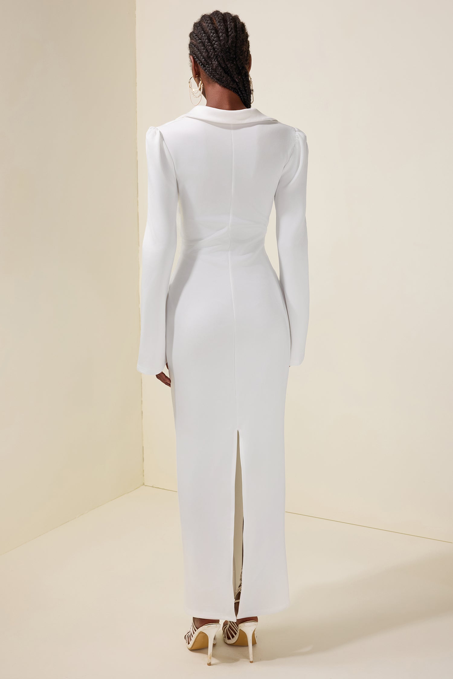 Solid V-Neck Tie-Up Maxi Dress