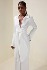 Solid V-Neck Tie-Up Maxi Dress