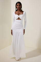Solid Long Sleeve Cut-Out Maxi Dress