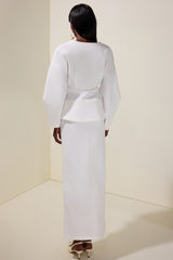 Woolen Lantern Sleeve Coat & Maxi Skirt Set