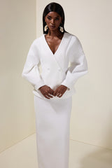 Woolen Lantern Sleeve Coat & Maxi Skirt Set