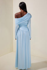 Jersey Gathering Long Sleeve Maxi Dress