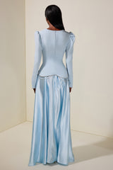 Satin Splicing Rhinestone Maxi Dress