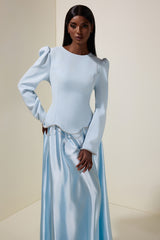 Satin Splicing Rhinestone Maxi Dress