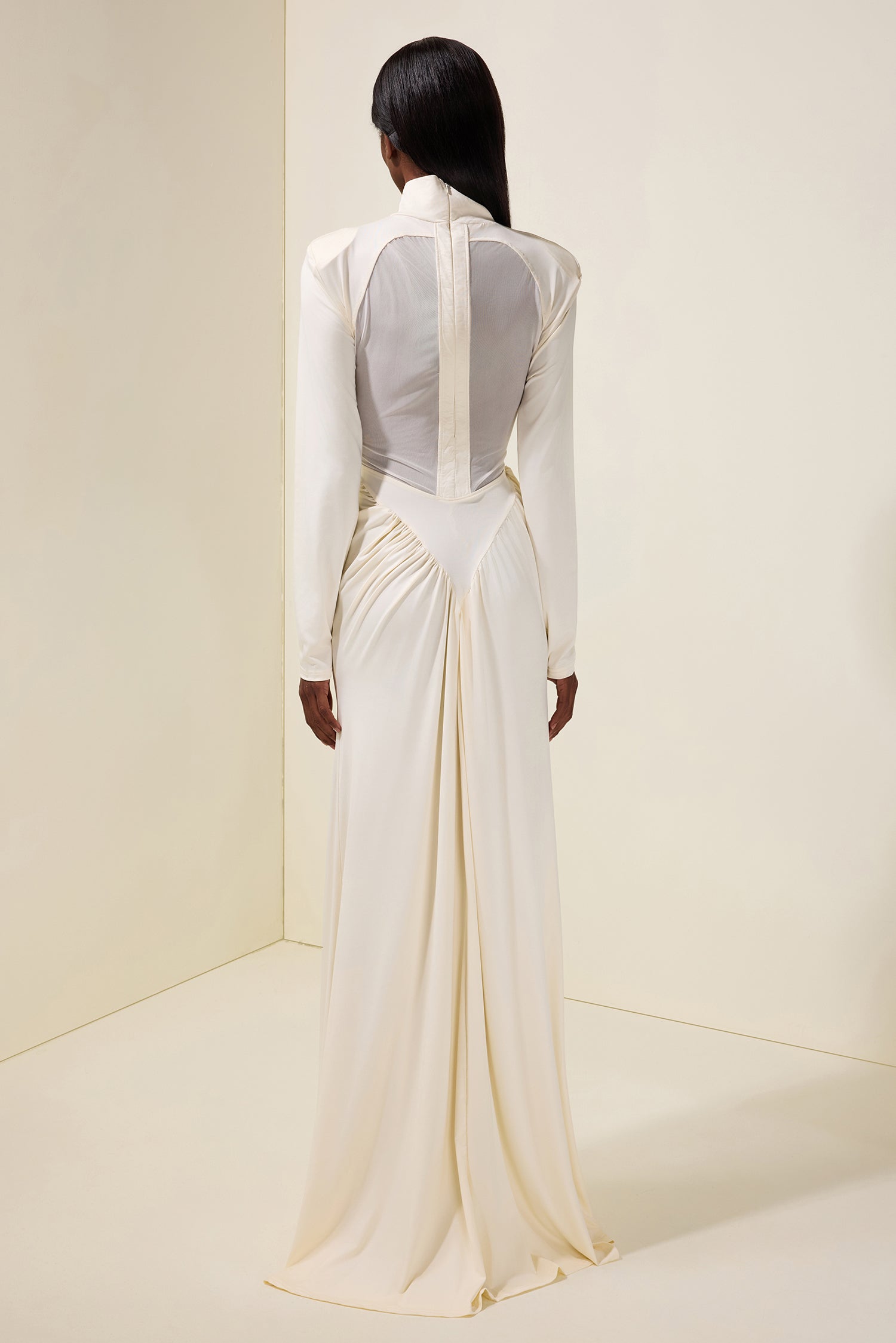 Solid Gathering Cut-Out Maxi Dress