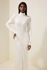 Solid Gathering Cut-Out Maxi Dress