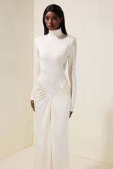 Solid Gathering Cut-Out Maxi Dress