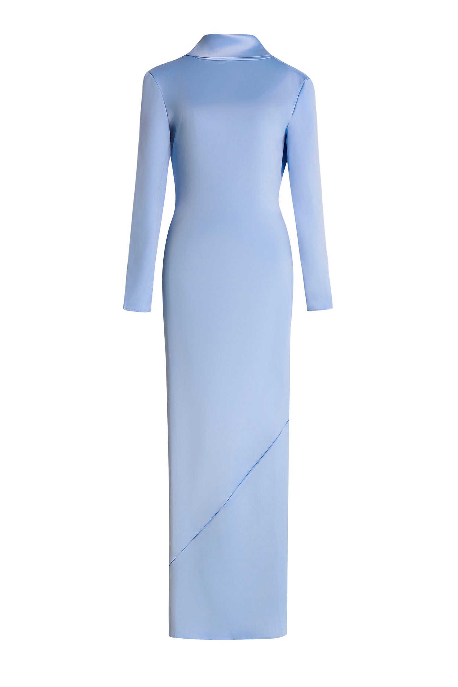 Satin Swing Collar Solid Maxi Dress