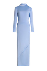 Satin Swing Collar Solid Maxi Dress