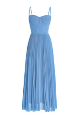 Solid Pleated Slip Midi Dress