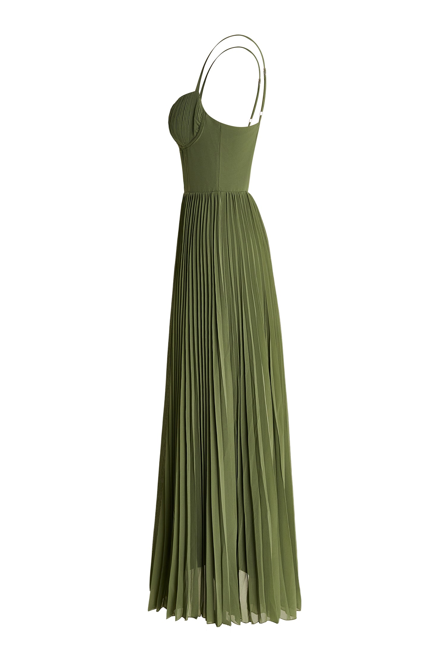Solid Pleated Slip Midi Dress