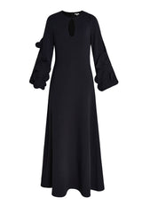 3D Floral Solid Cut-Out Maxi Dress