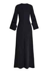 3D Floral Solid Cut-Out Maxi Dress