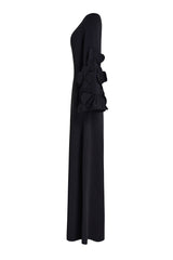 3D Floral Solid Cut-Out Maxi Dress