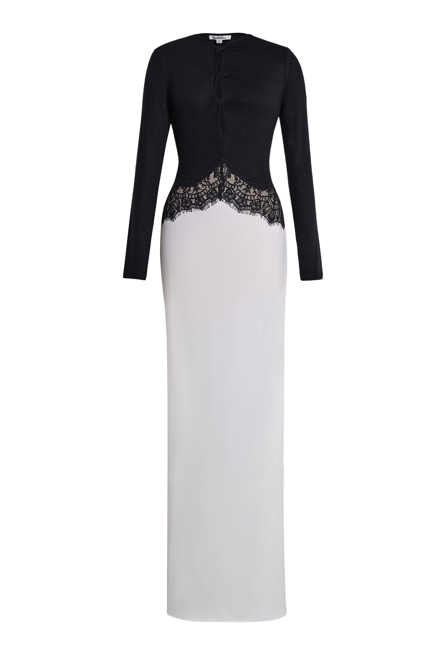 Jersey Splicing Lace Satin Maxi Dress