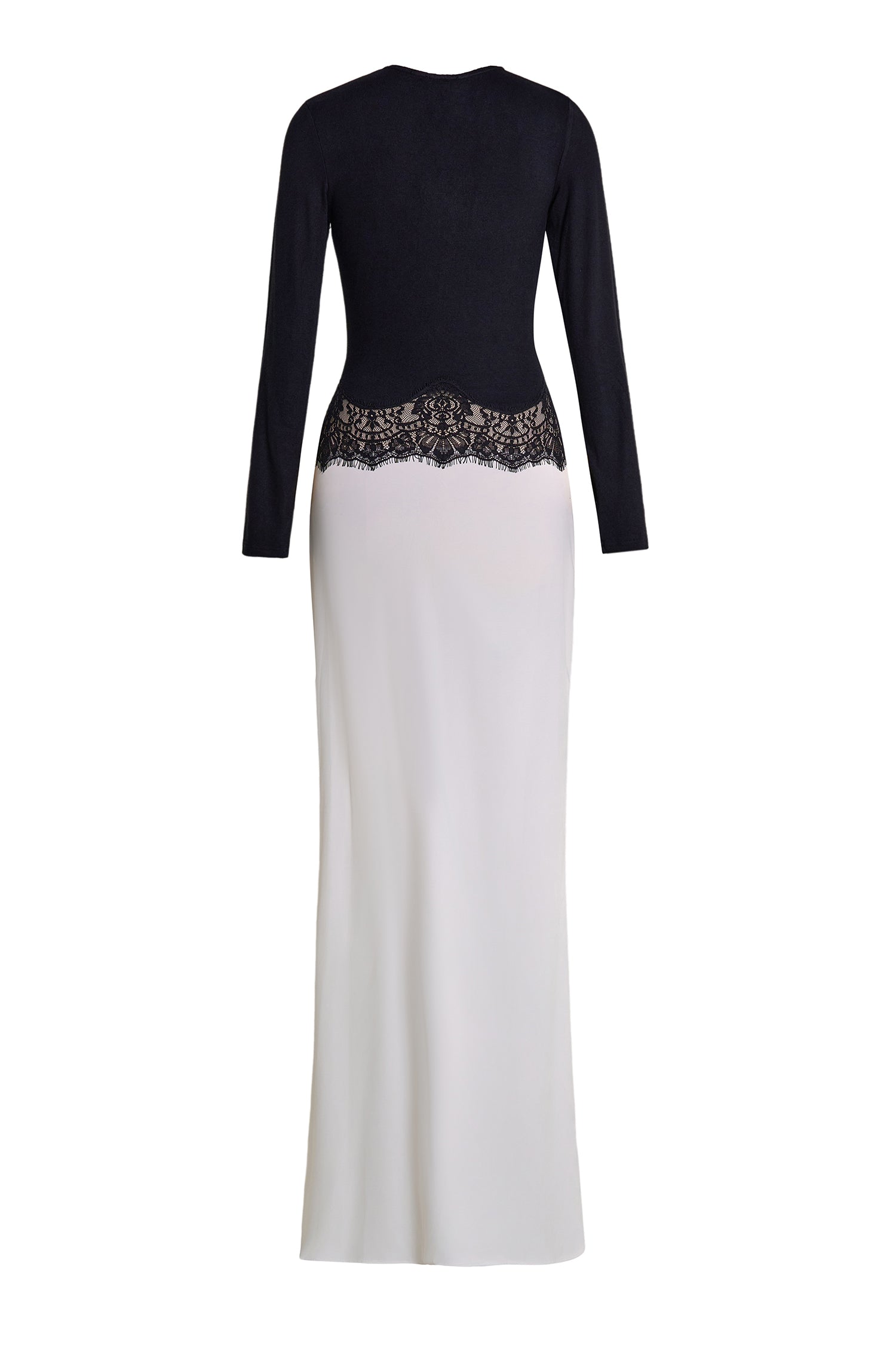 Jersey Splicing Lace Satin Maxi Dress