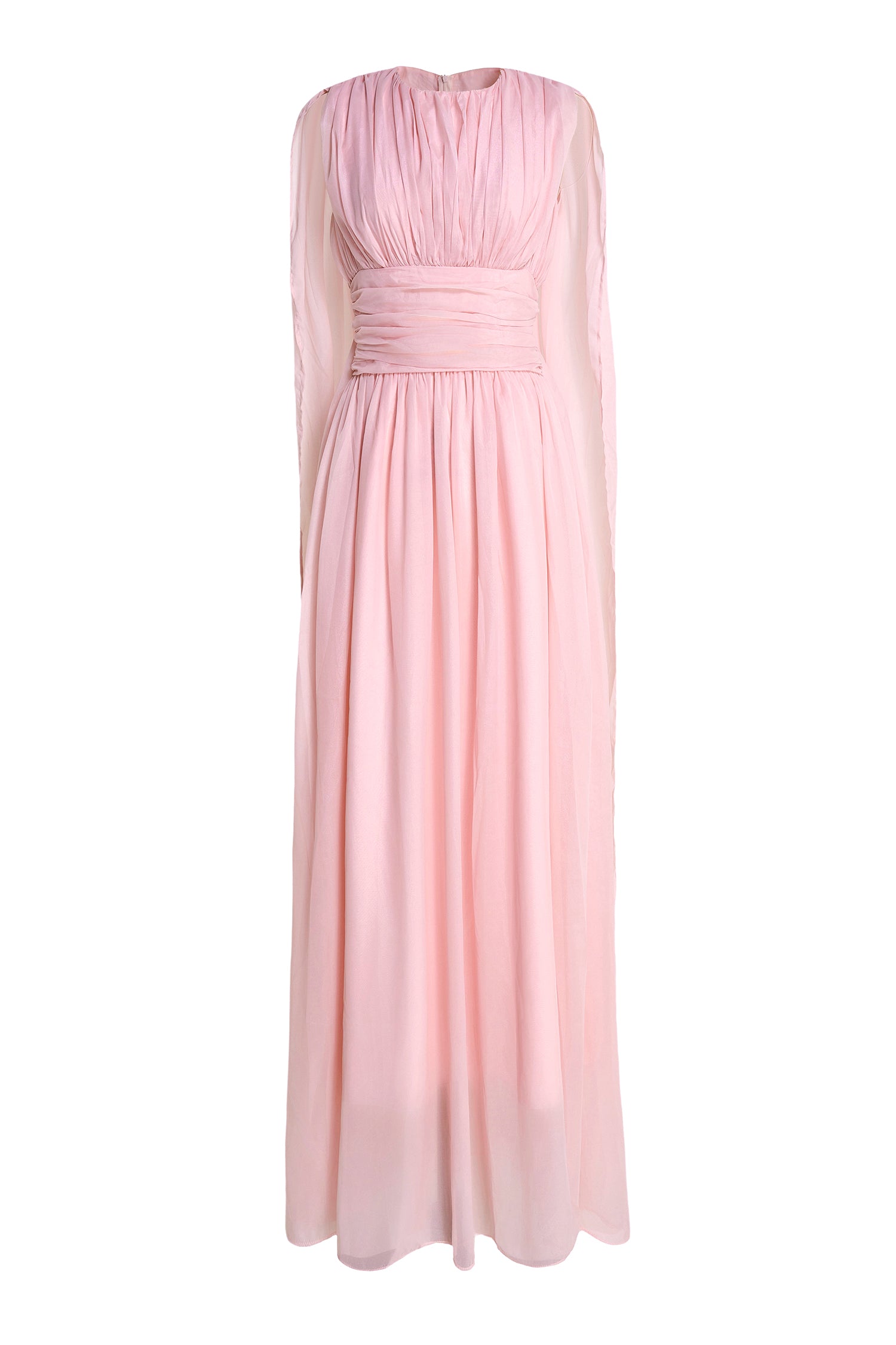 Solid Crumpled Cape Sleeve Maxi Dress