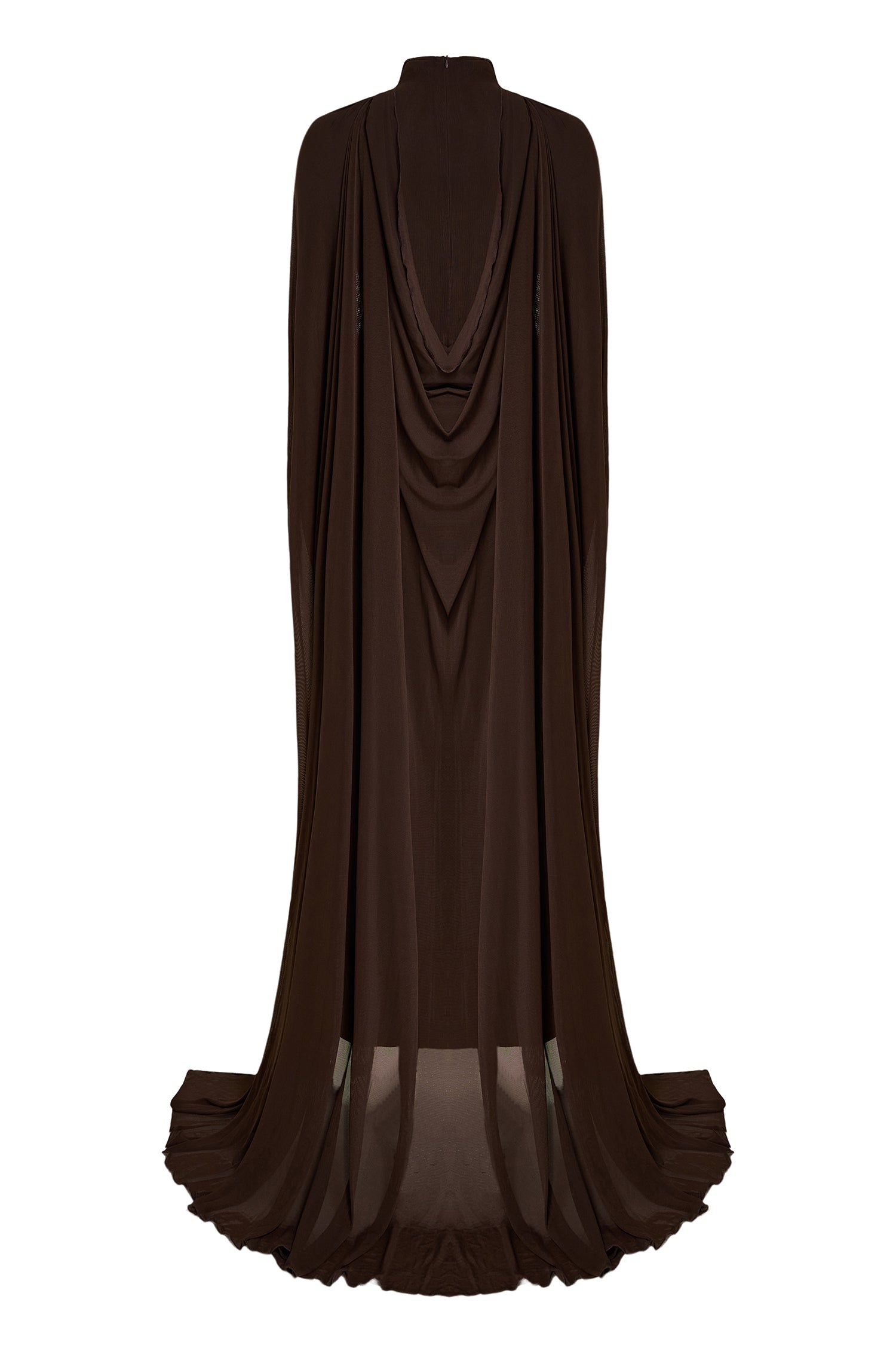 Jersey Solid Maxi Dress With Cape