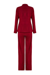 Ribbon Flapped Blazer & High Waist Pants Set