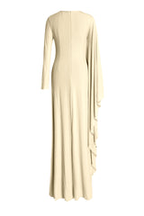Solid Round Neck Cape Sleeve Maxi Dress