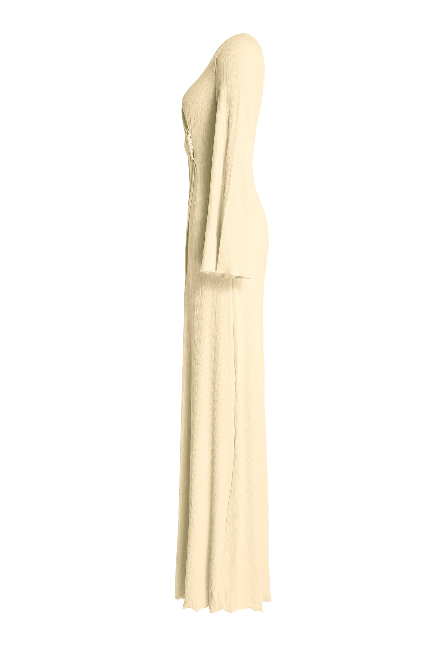 Solid Round Neck Cape Sleeve Maxi Dress