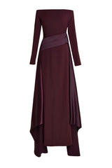Satin Splicing Off-Shoulder Maxi Dress