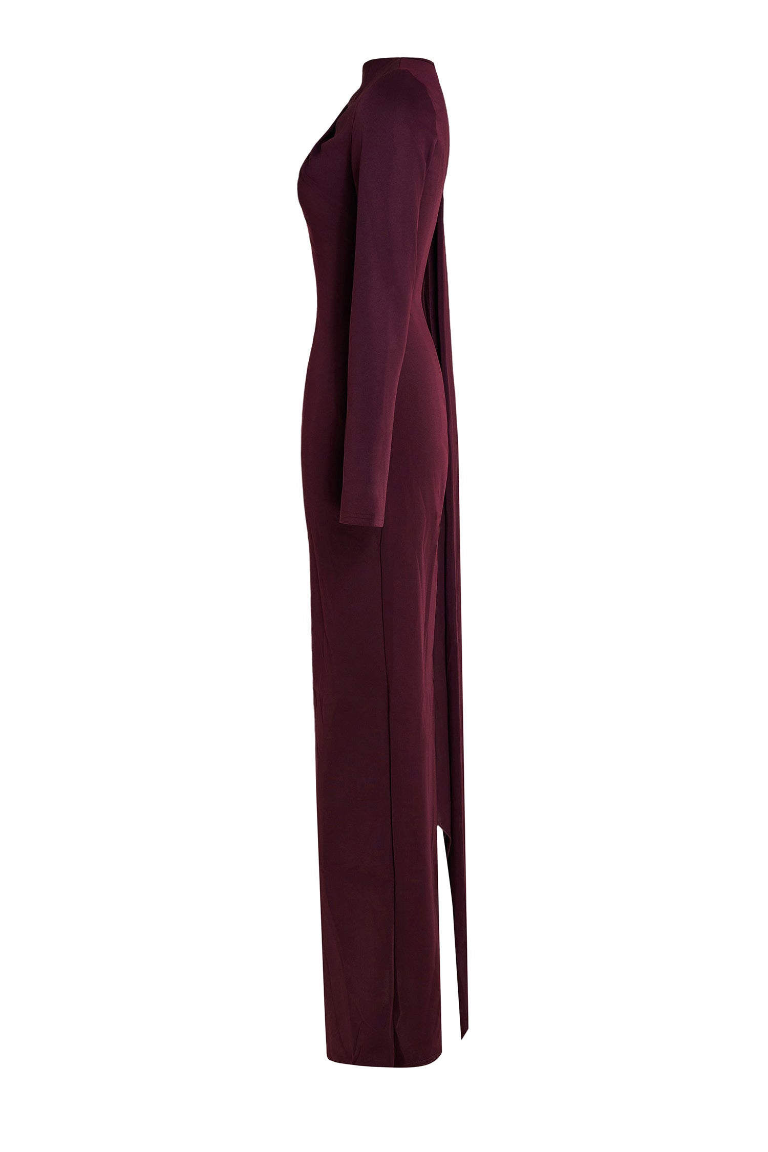 Solid One Sleeve Cape Sleeve Maxi Dress