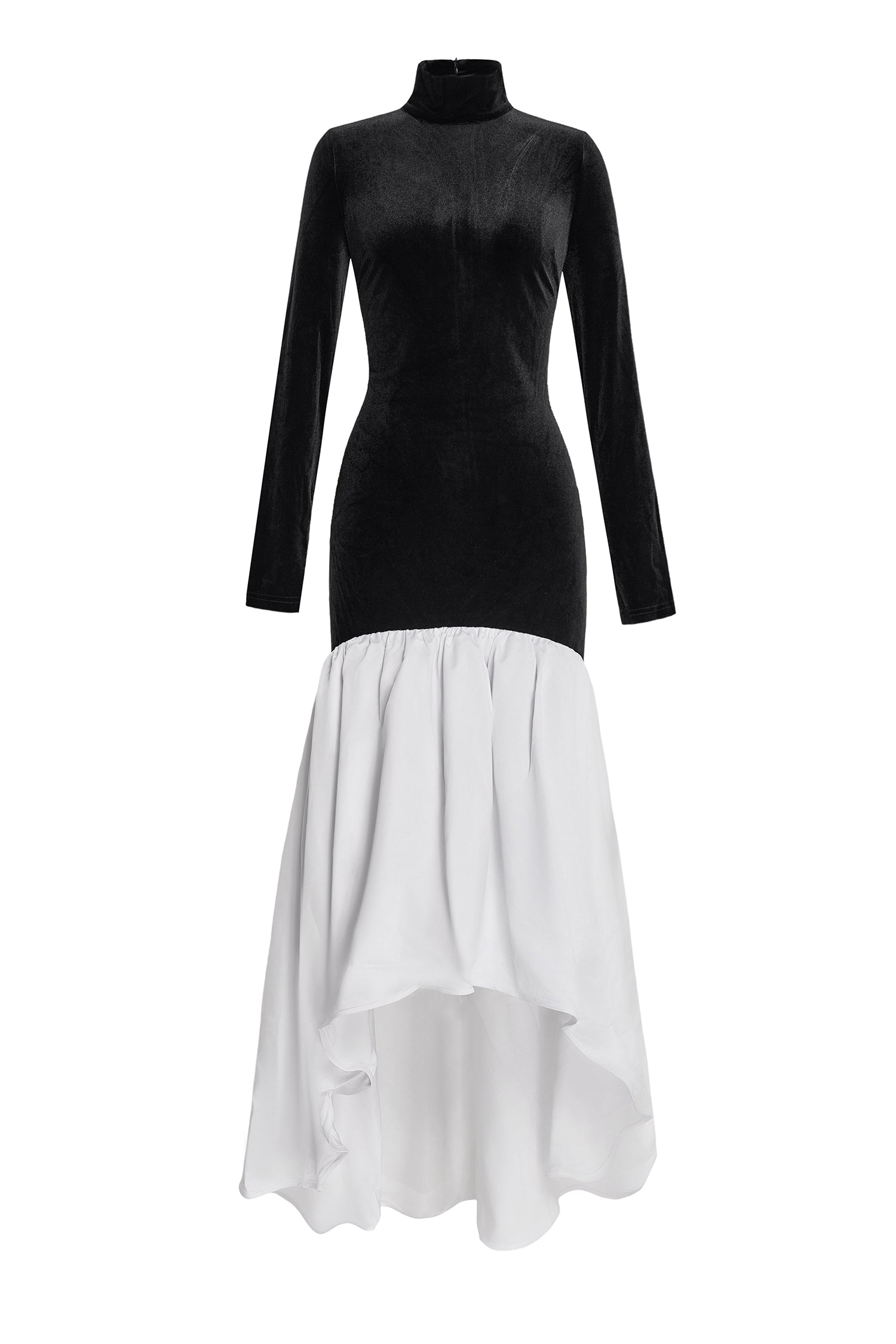 Satin Velvet Splicing Maxi Dress