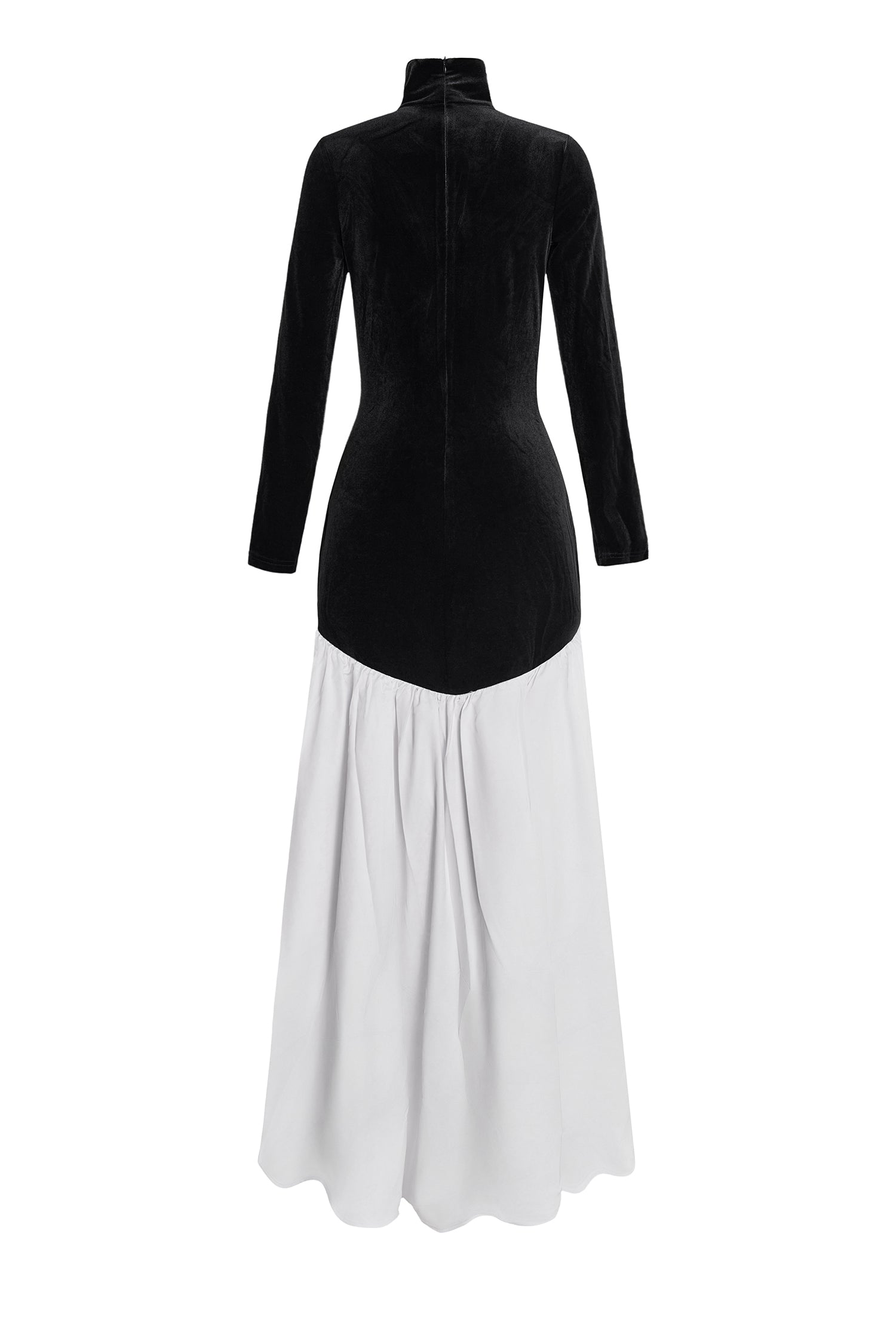 Satin Velvet Splicing Maxi Dress