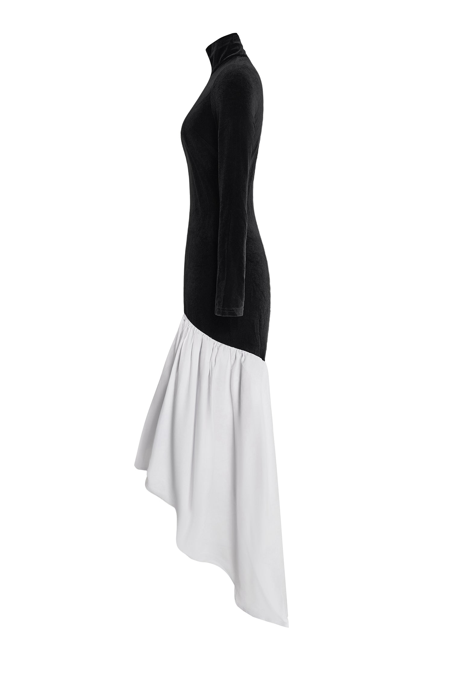 Satin Velvet Splicing Maxi Dress
