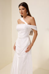 Satin Sleeveless Gathering Maxi Dress