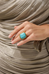 Turquoise Crackle Pattern Ring