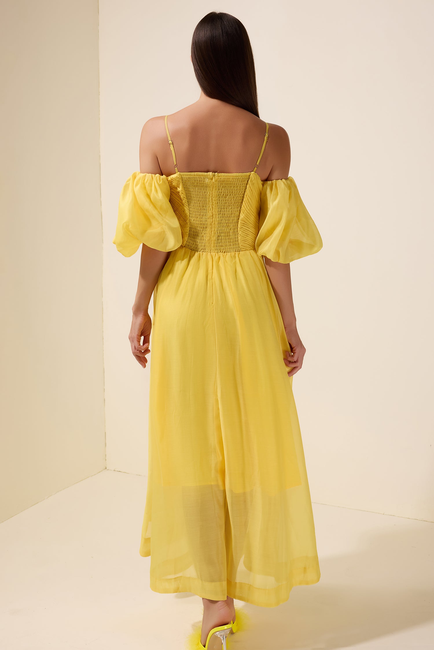 Chiffon Off Shoulder 3D Flower Maxi Dress