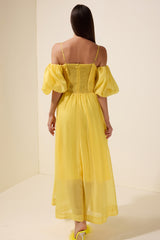 Chiffon Off Shoulder 3D Flower Maxi Dress