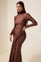 Jersey Gathering Tie-Up Maxi Dress
