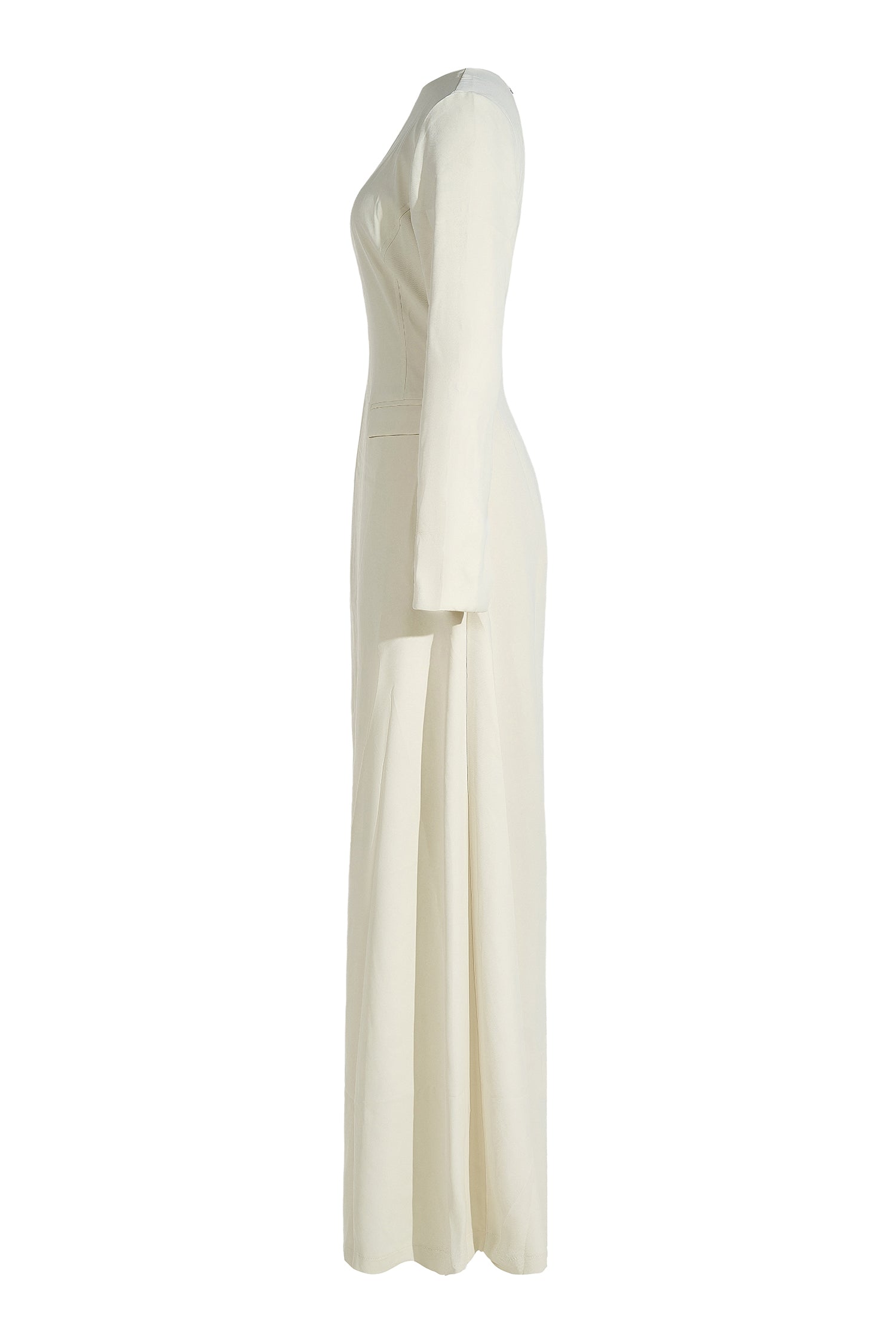 Solid Long Sleeve Split Maxi Dress