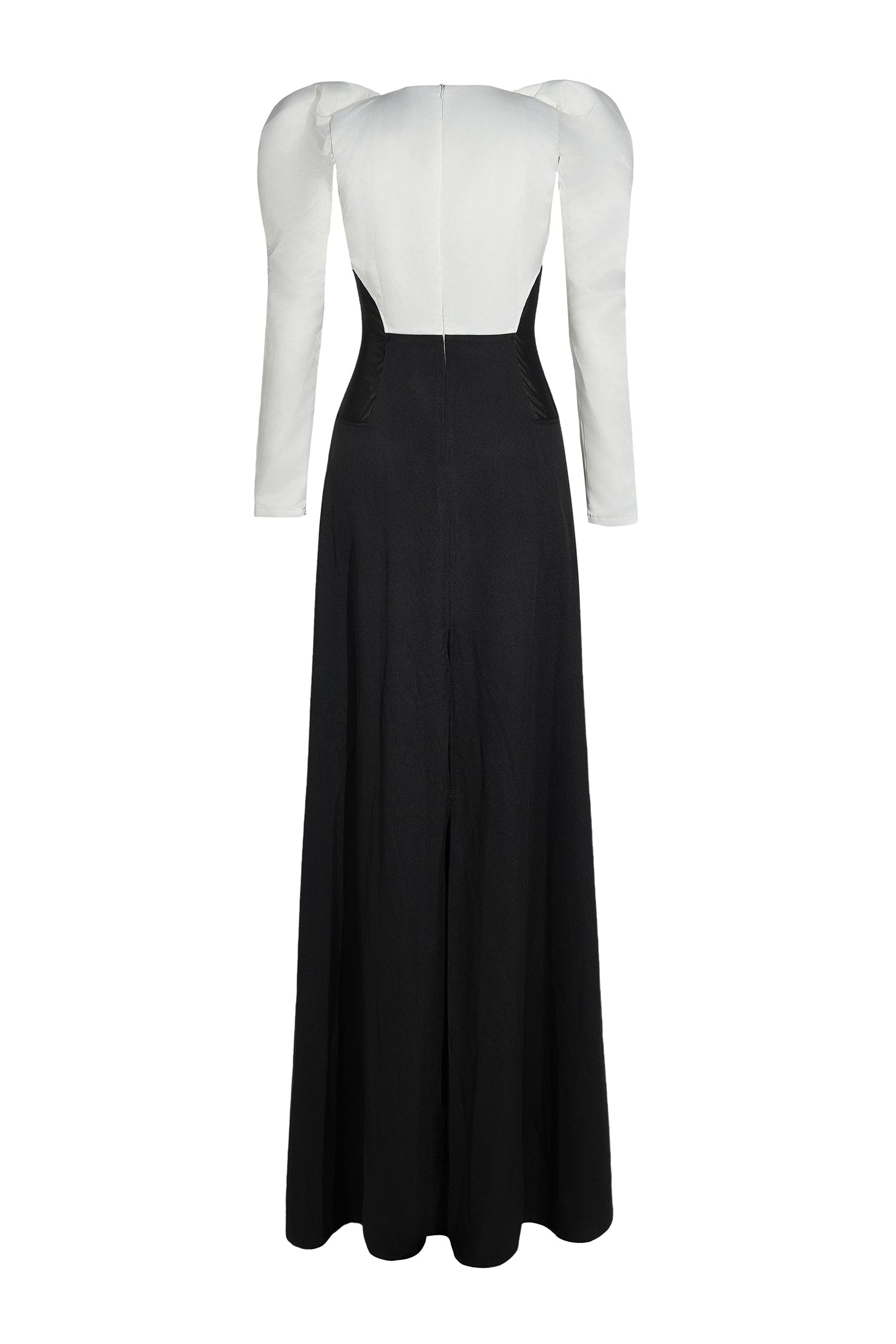 Contrast Color Long Sleeve Maxi Dress