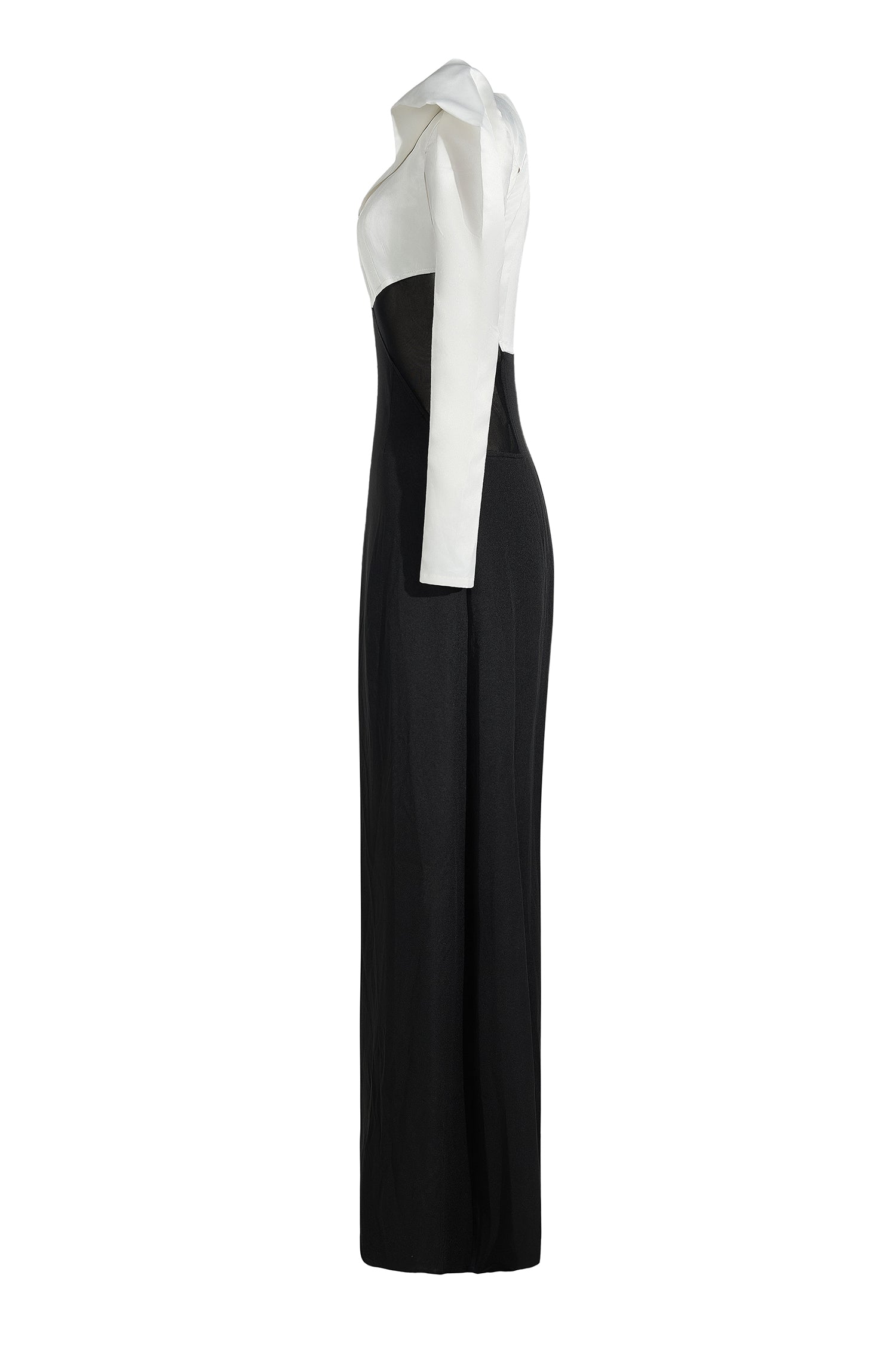 Contrast Color Long Sleeve Maxi Dress