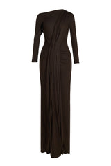 Skew Collar Jersey Split Midi Dress