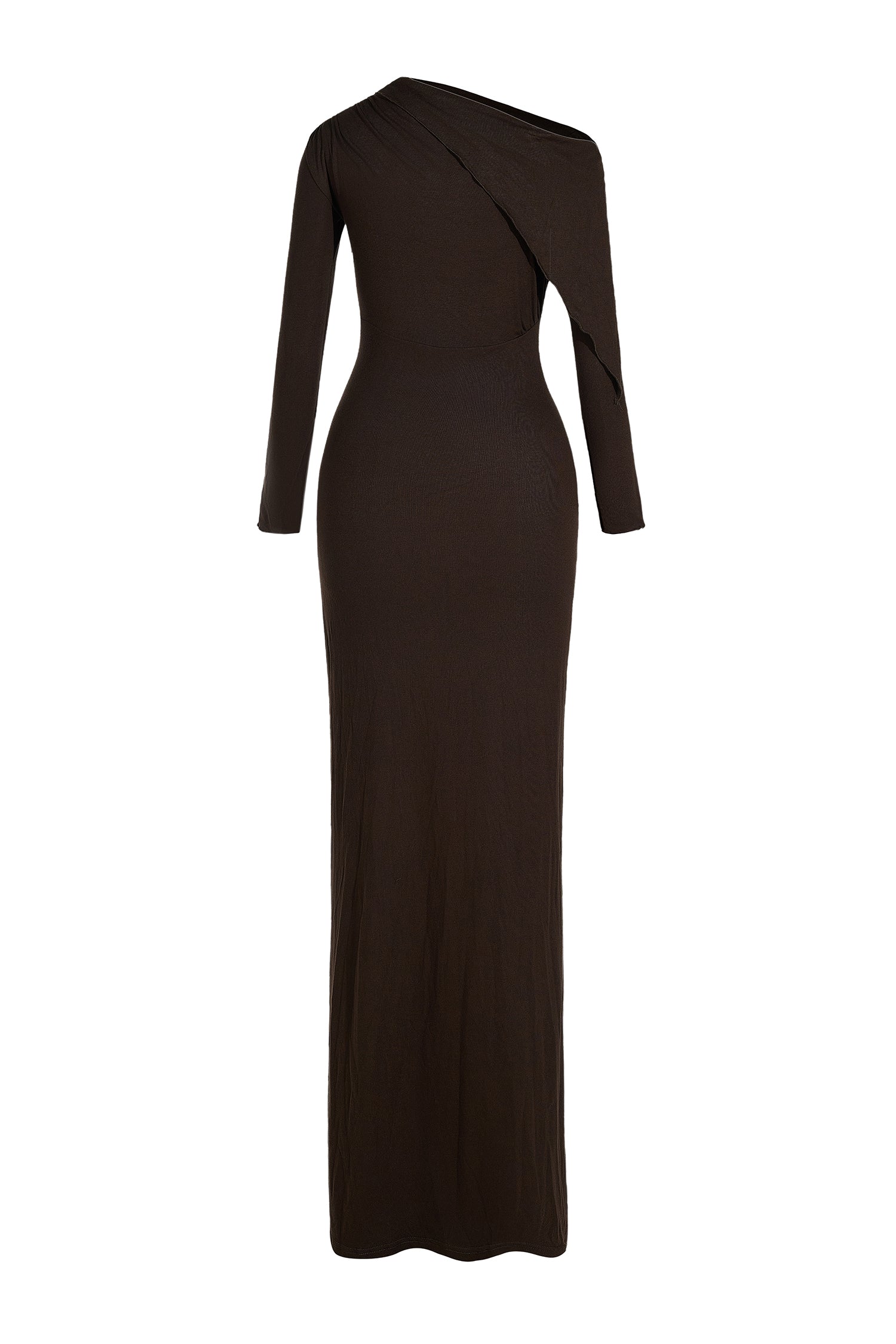 Skew Collar Jersey Split Midi Dress
