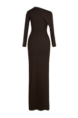 Skew Collar Jersey Split Midi Dress