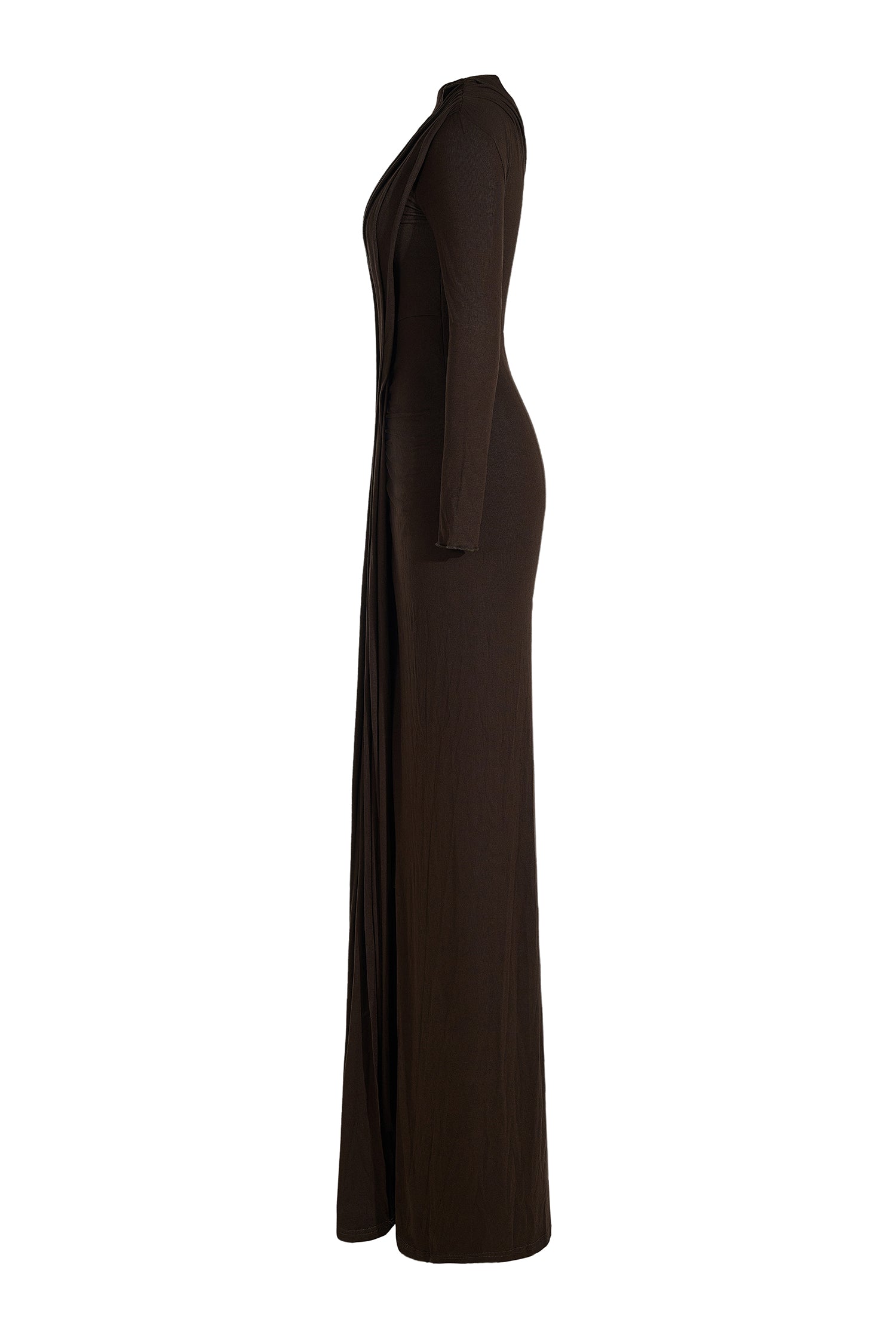 Skew Collar Jersey Split Midi Dress