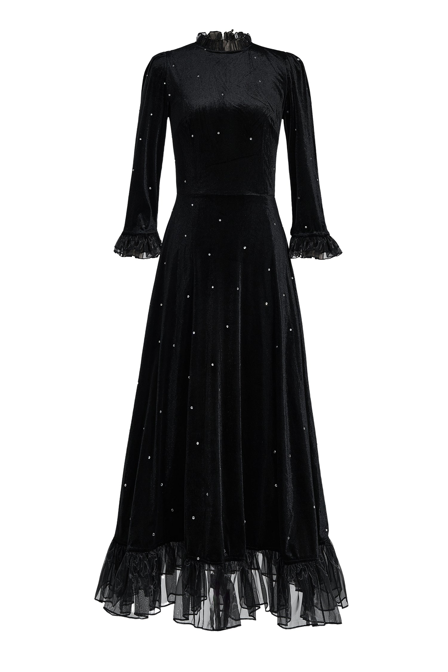 Velvet Mid Sleeve Maxi Dress