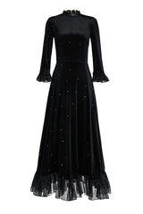 Velvet Mid Sleeve Maxi Dress