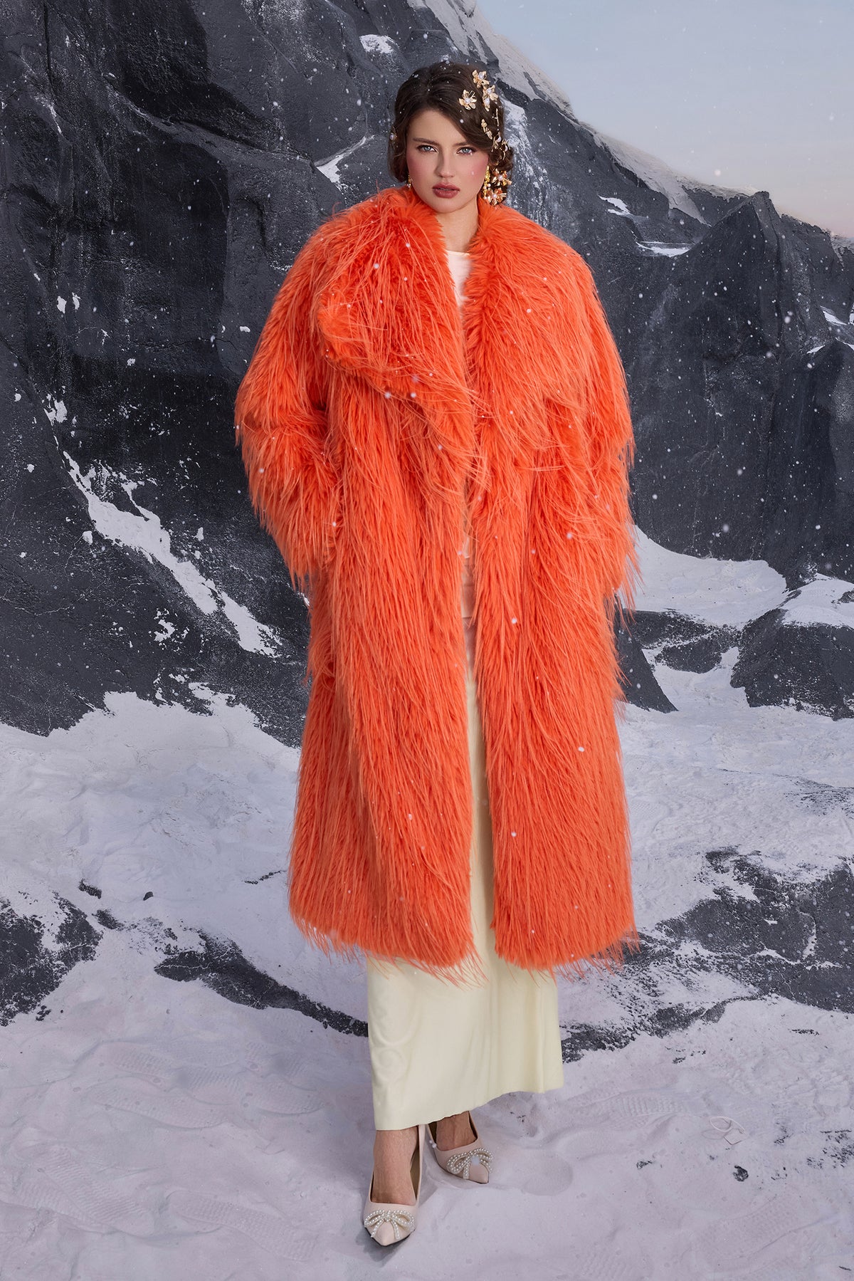 Tassel Faux Fur Fabric Solid Coat