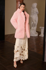 Solid Faux Fur Long Sleeve Coat