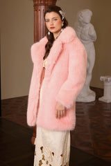 Solid Faux Fur Long Sleeve Coat