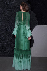 Ombre Chiffon Ruffle Maxi Dress