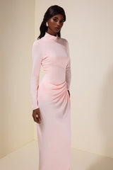 Jersey Gathering Long Sleeve Maxi Dress